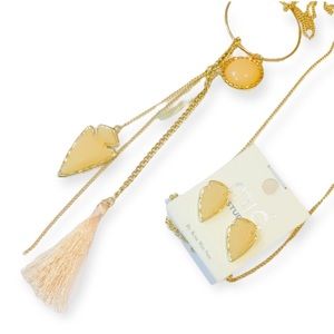 Boho Arrowhead Marbled Drop Necklace Earrings